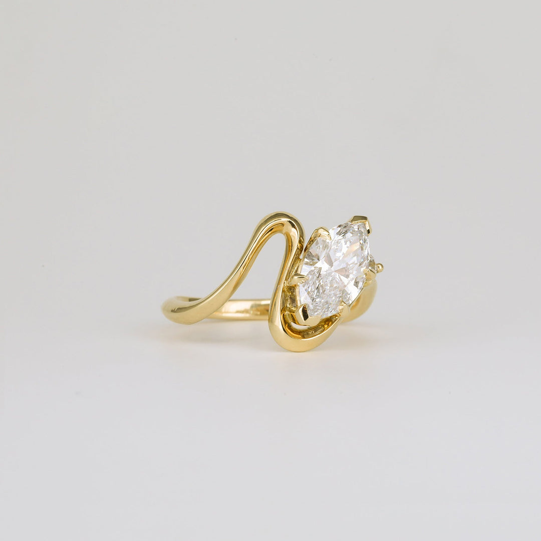 1.0CT-2.0CT Marquise Cut Lab Grown Diamond Unique Engagement Ring