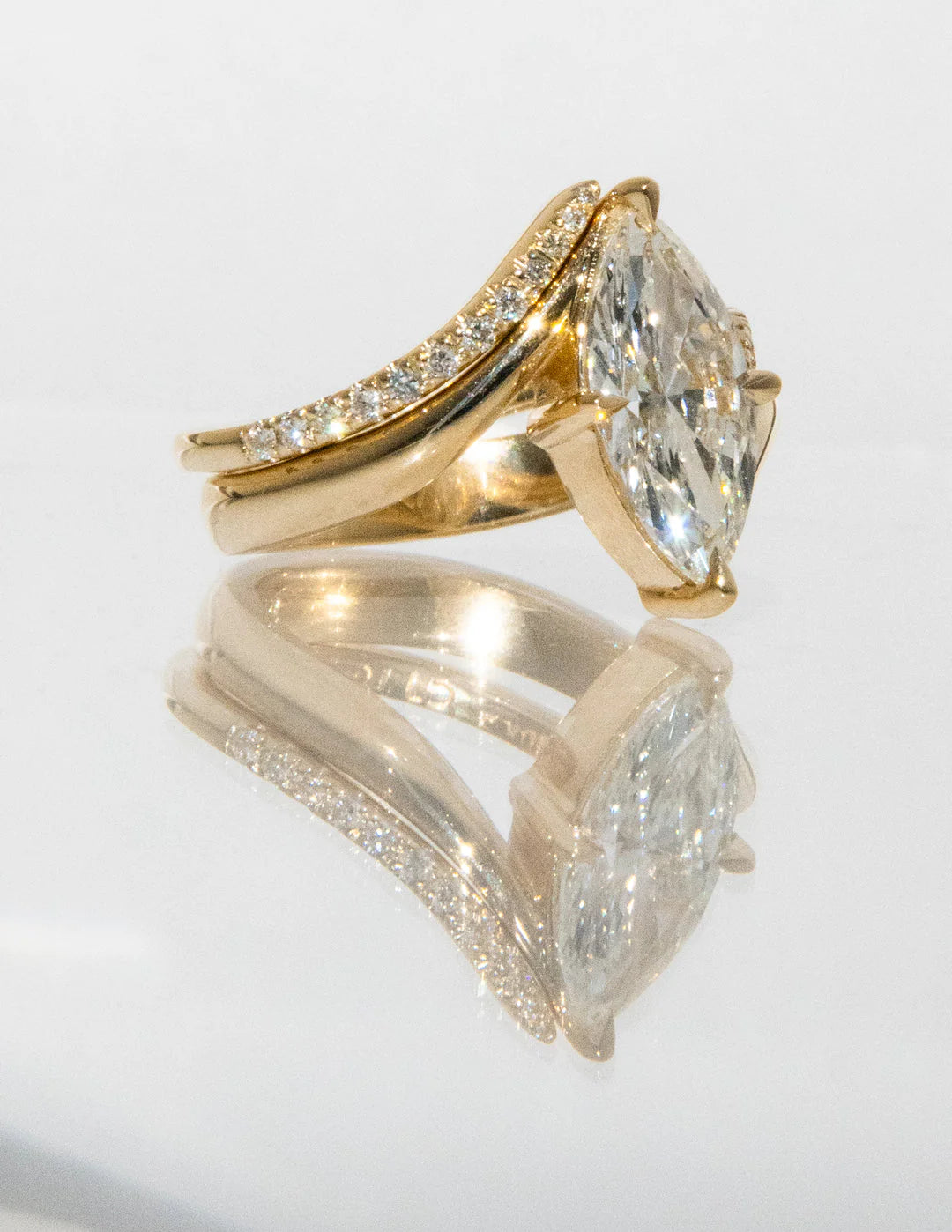 Marquise diamond bypass ring