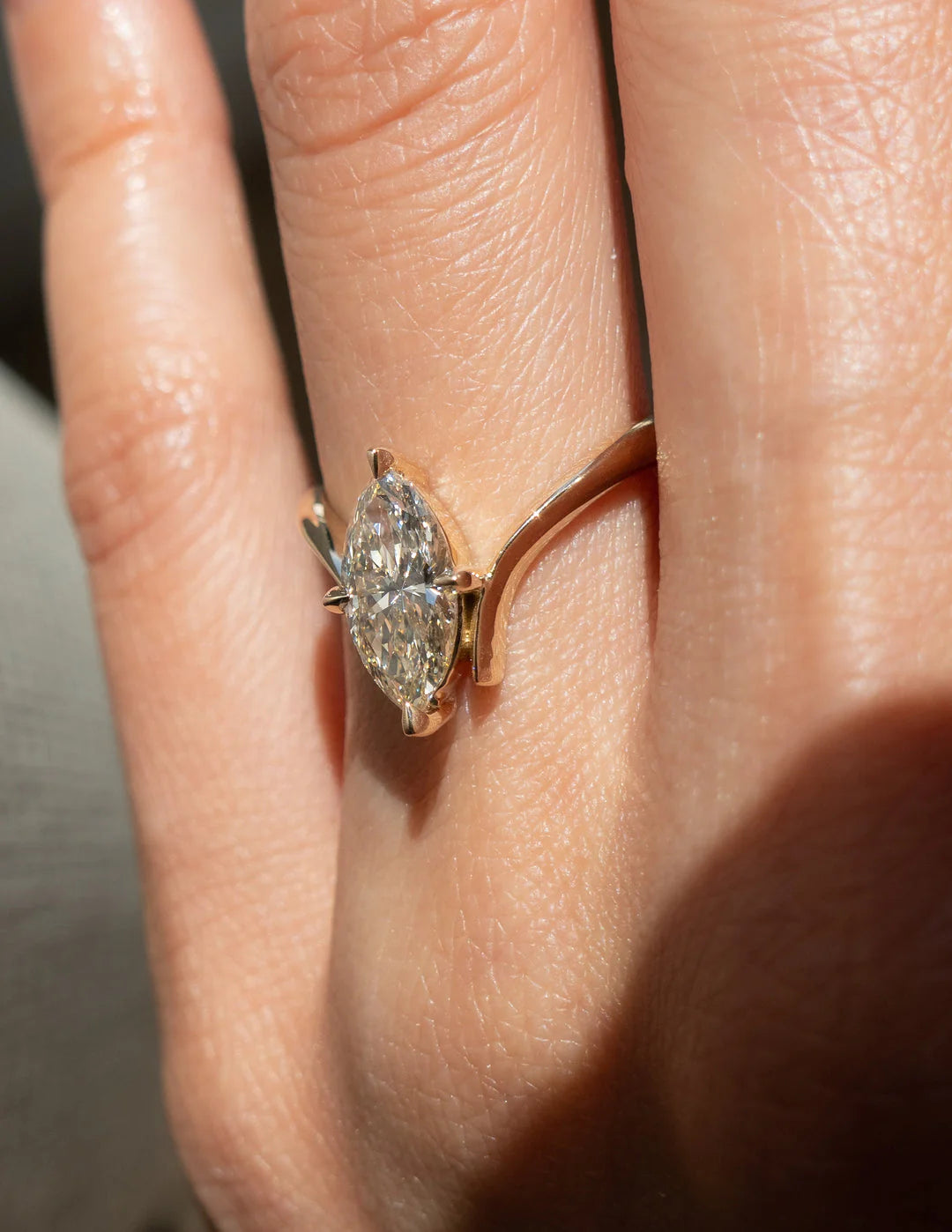 Modern marquise diamond ring
