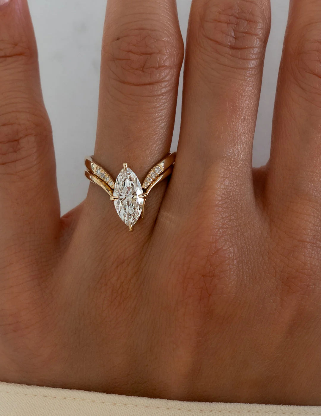 Lab grown marquise diamond ring
