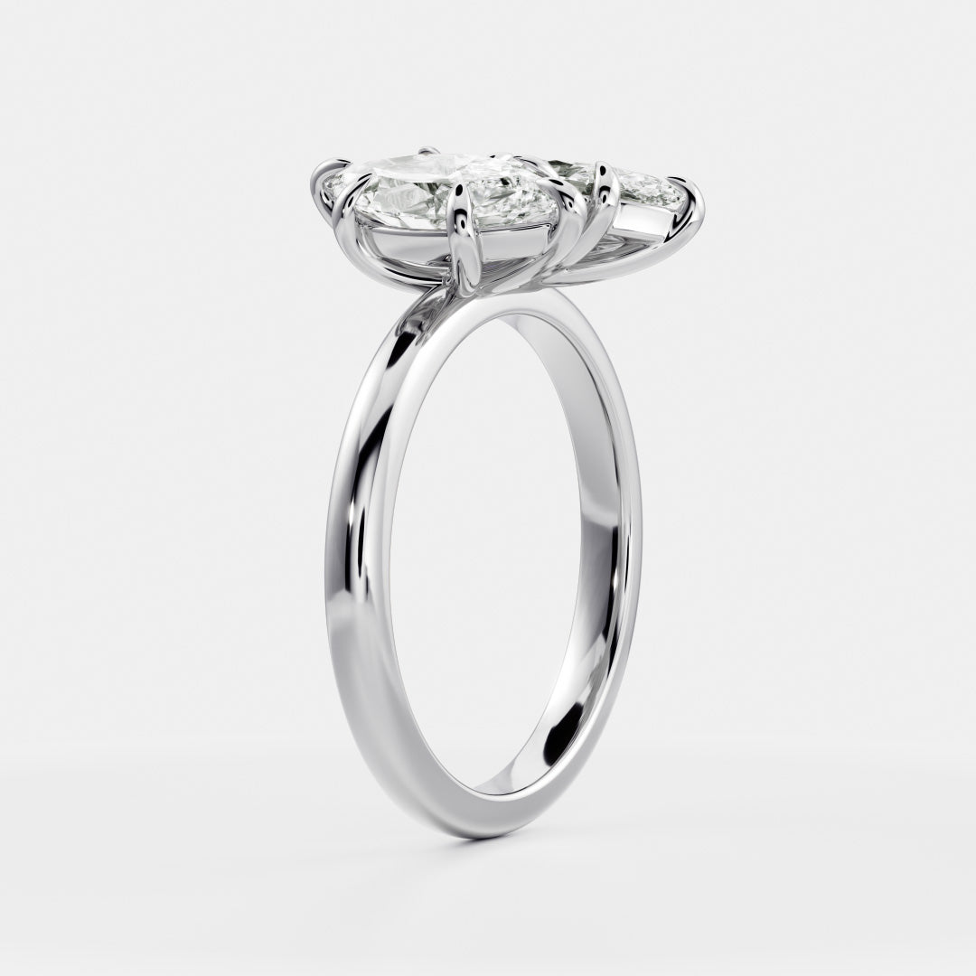 minimalist marquise toi et moi engagement ring lab diamond USA 1ct