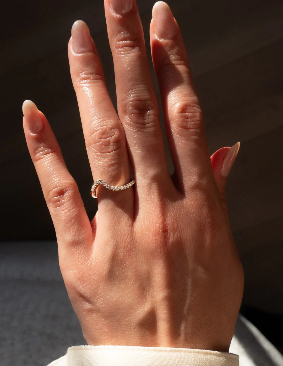 1.50CT Elongated Cushion E/VS Lab Grown Diamond Bypass Engagement Ring With Matching Curved Band