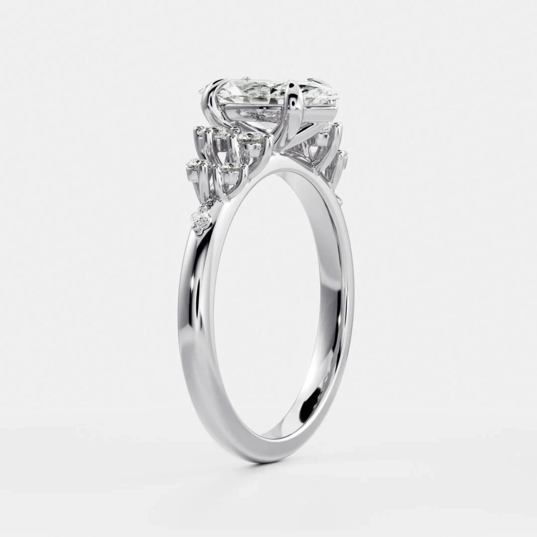 elegant marquise cluster engagement ring lab diamond 2ct IGI certified USA