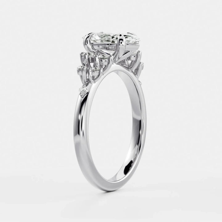 elegant marquise cluster engagement ring lab diamond 2ct IGI certified USA