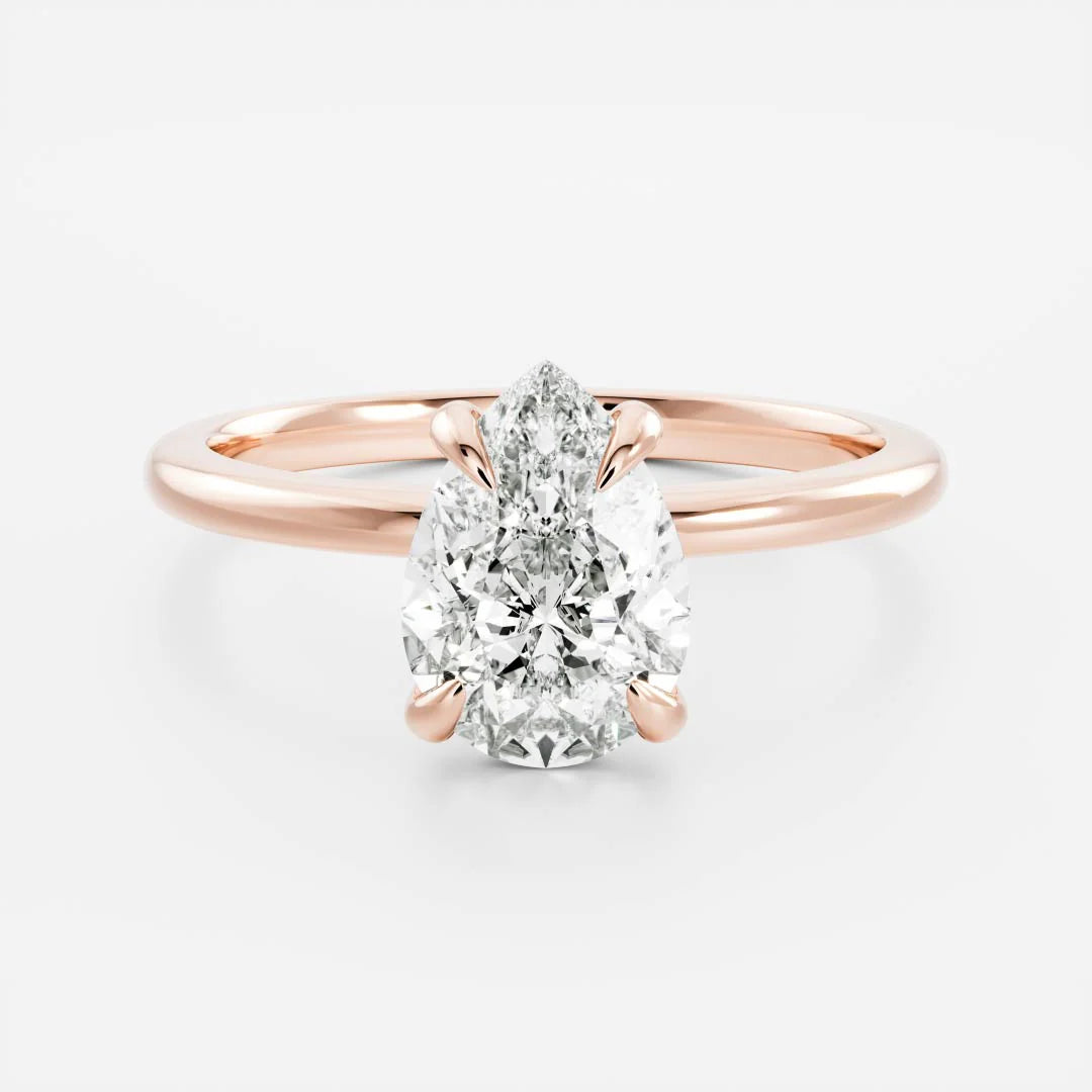 modern pear cut solitaire engagement ring IGI lab grown USA