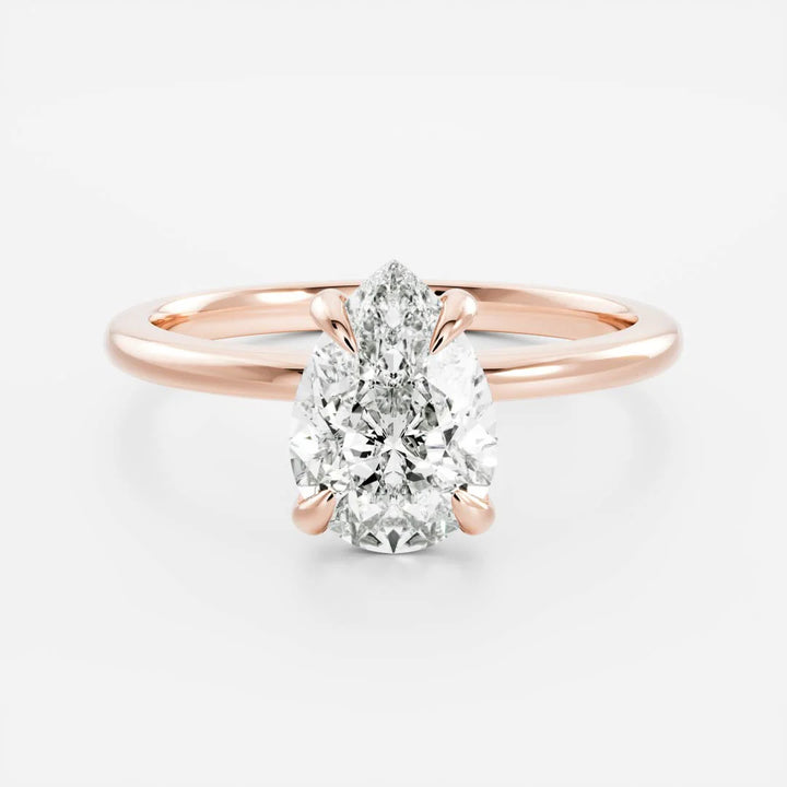 modern pear cut solitaire engagement ring IGI lab grown USA
