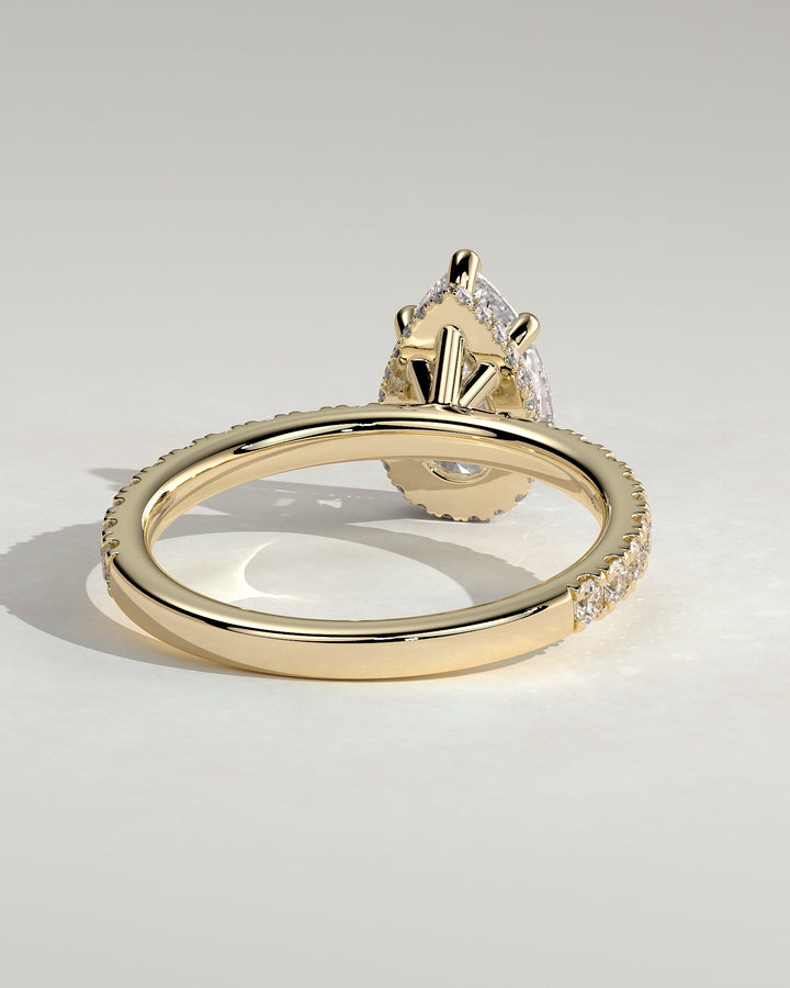 CVD lab grown pear engagement ring halo