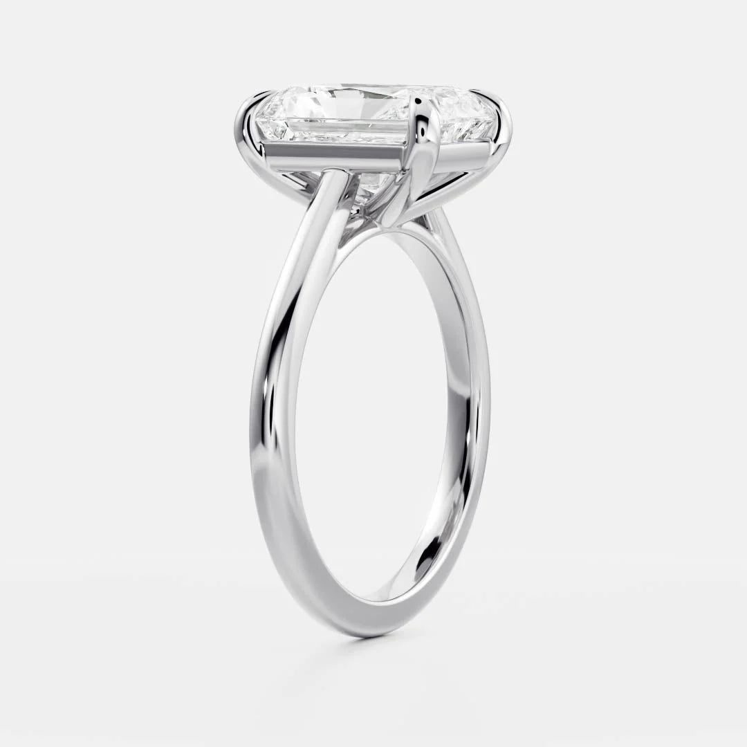 modern radiant cathedral engagement ring lab diamond IGI USA