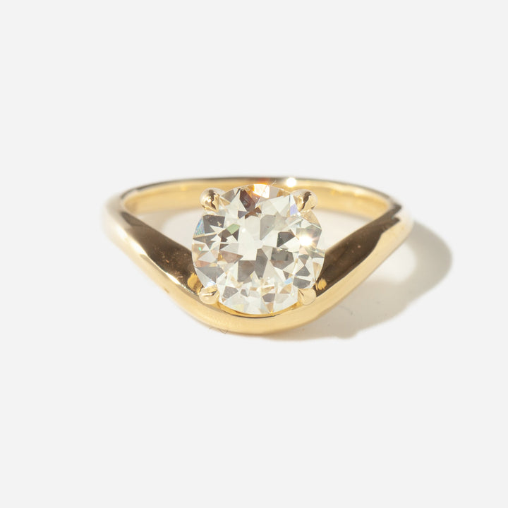 old european cut lab grown diamond engagement ring 2 carat antique curved design