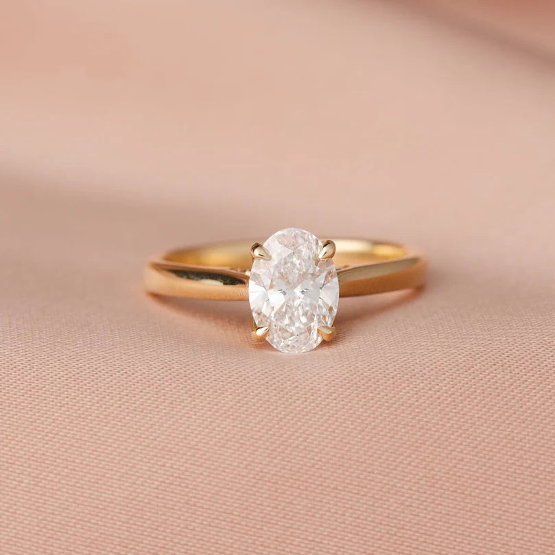 oval engagement ring with wedding band