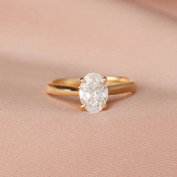 oval engagement ring with wedding band