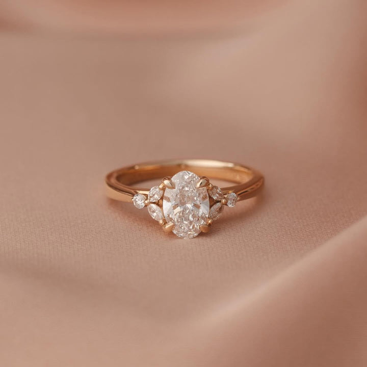 oval engagement ring with wedding band