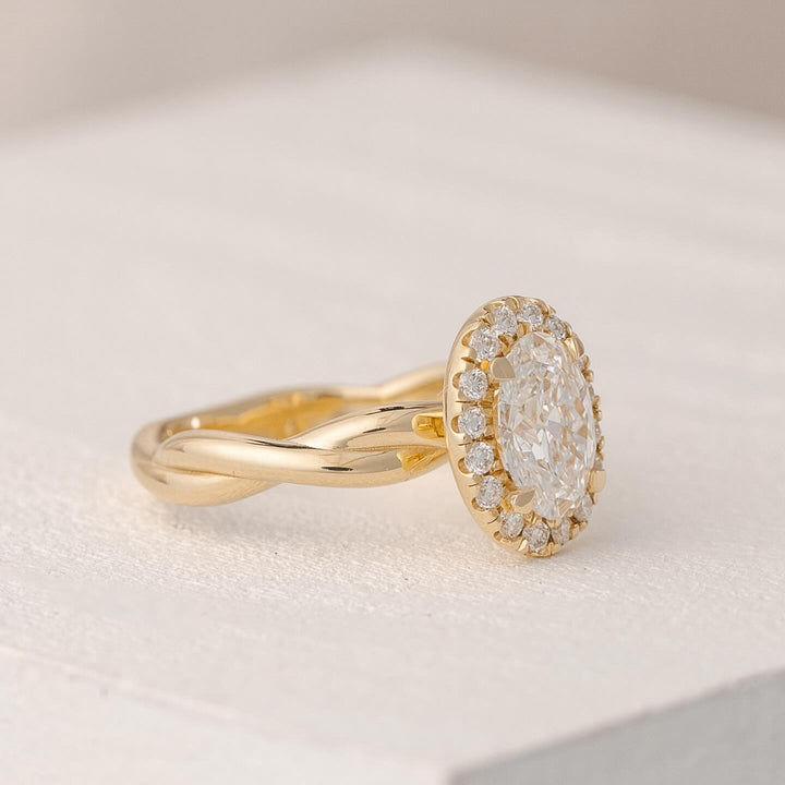 oval halo engagement ring
