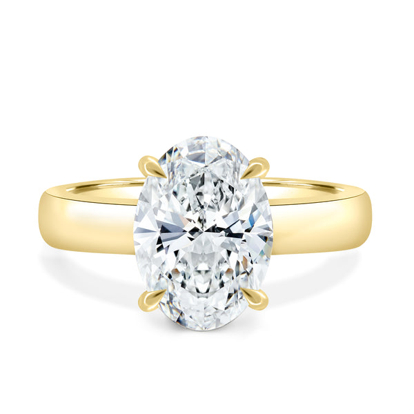 2 carat oval E VS1 lab diamond hidden halo solitaire engagement ring