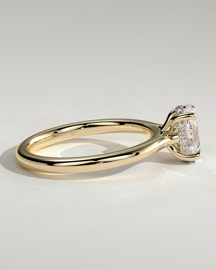 oval hidden halo ring white gold