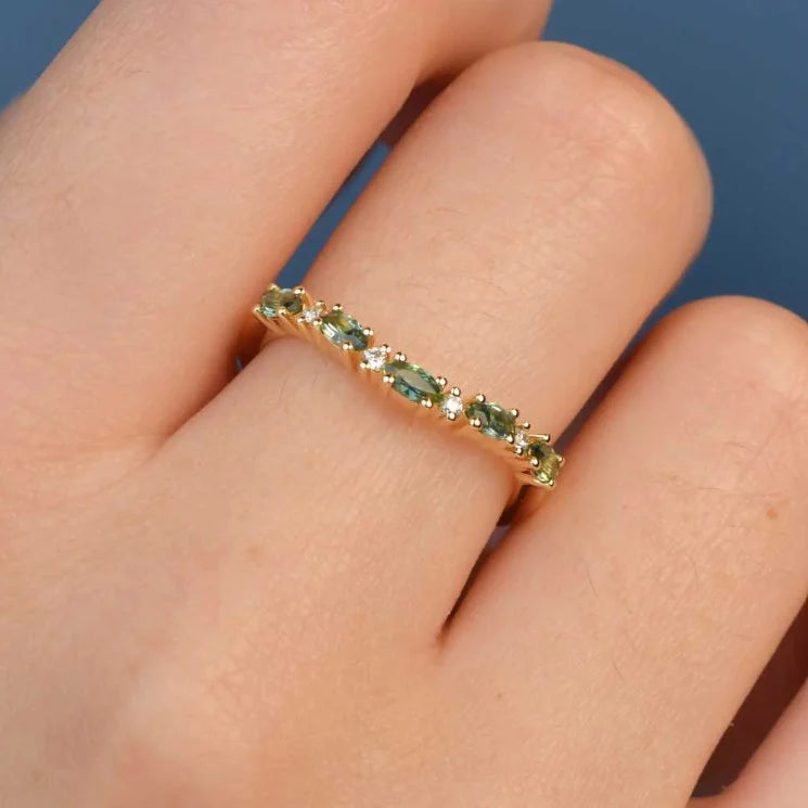 oval wedding ring stack