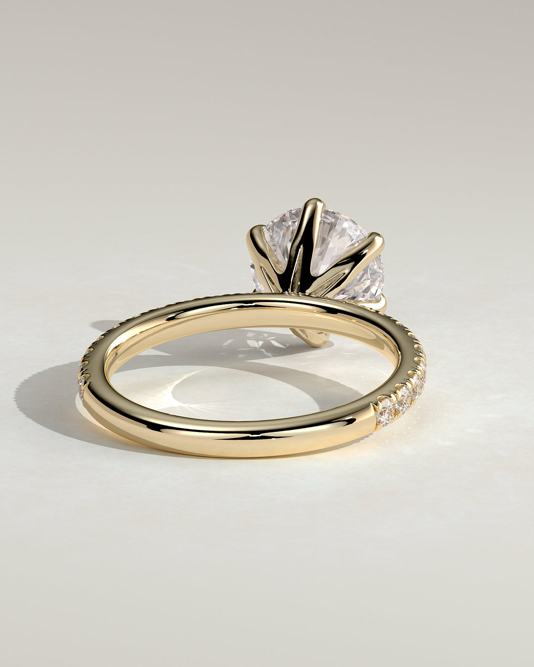 modern round engagement ring pave band