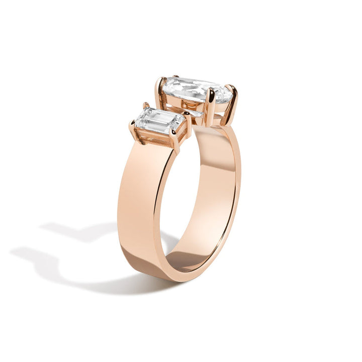 1.0ct Pear F/VS1 CVD Diamond Unique Band Engagement Ring