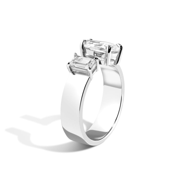 1.0ct Pear F/VS1 CVD Diamond Unique Band Engagement Ring