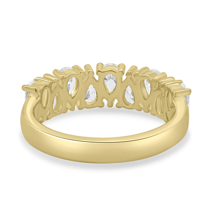 pear diamond wedding band stack