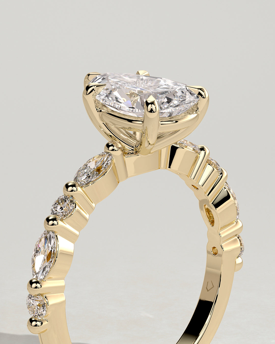 pear shaped pave engagement ring