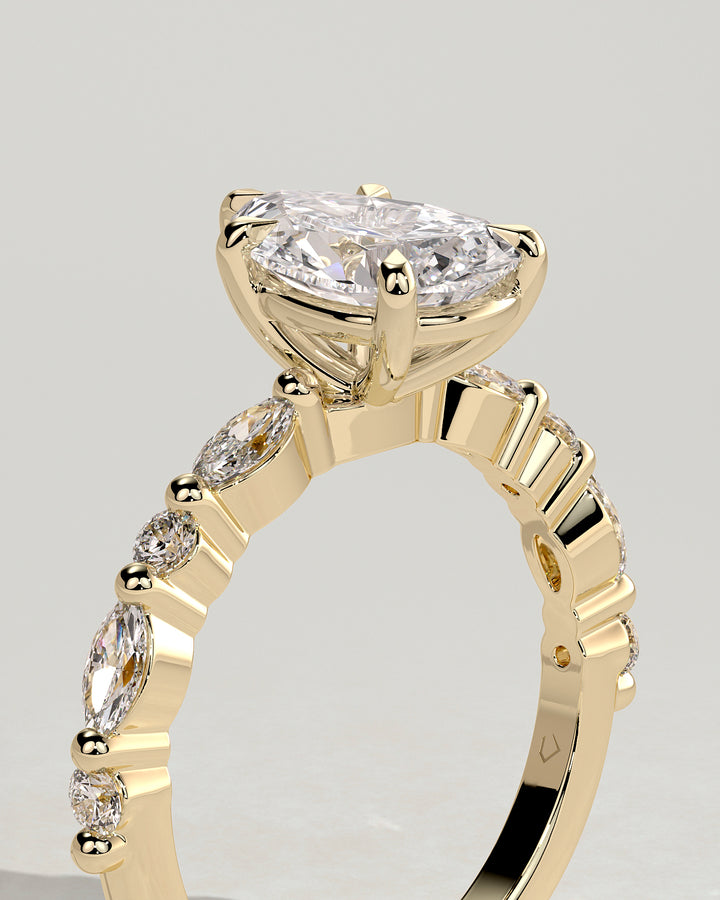 pear shaped pave engagement ring