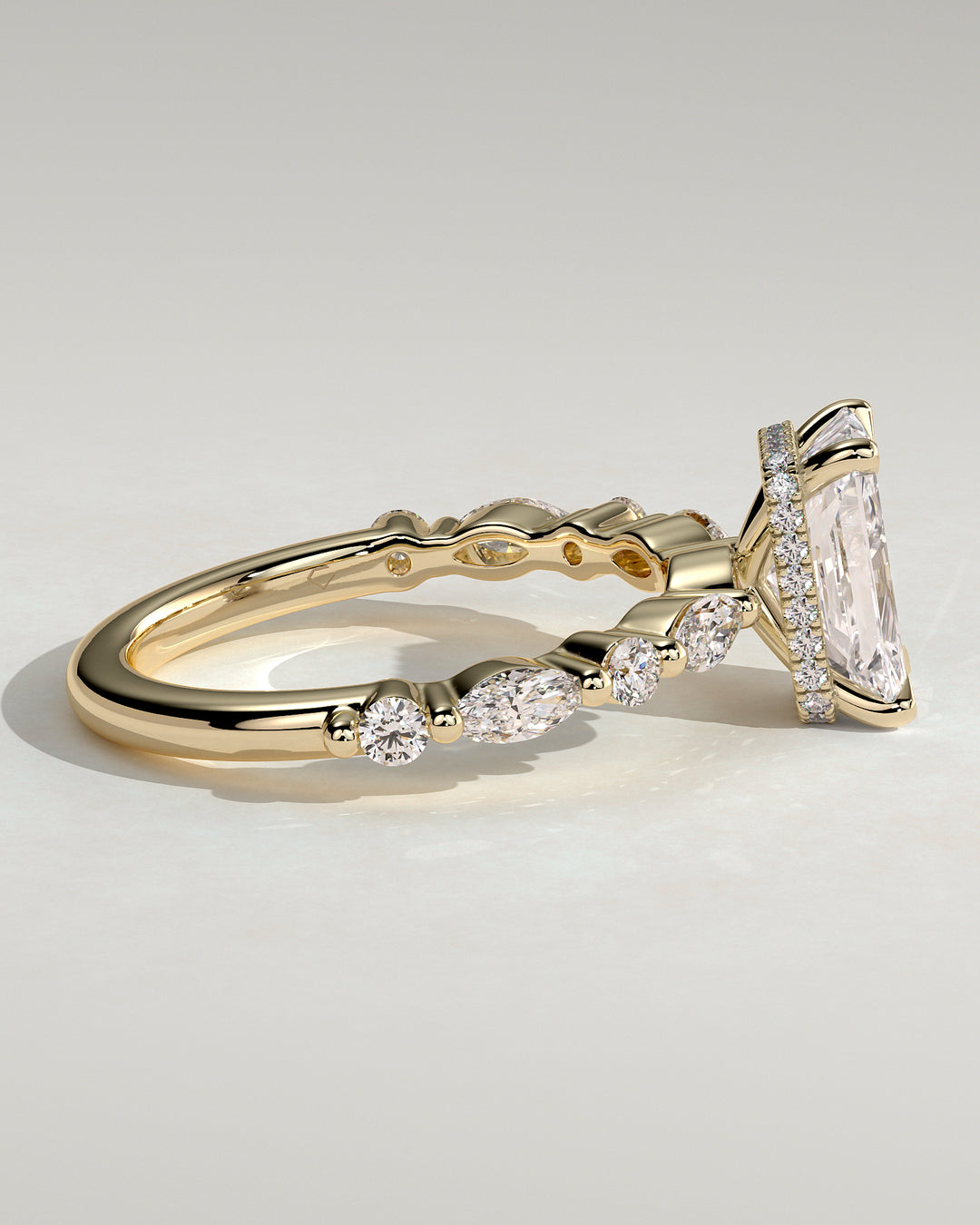 radiant pave engagement ring lab grown