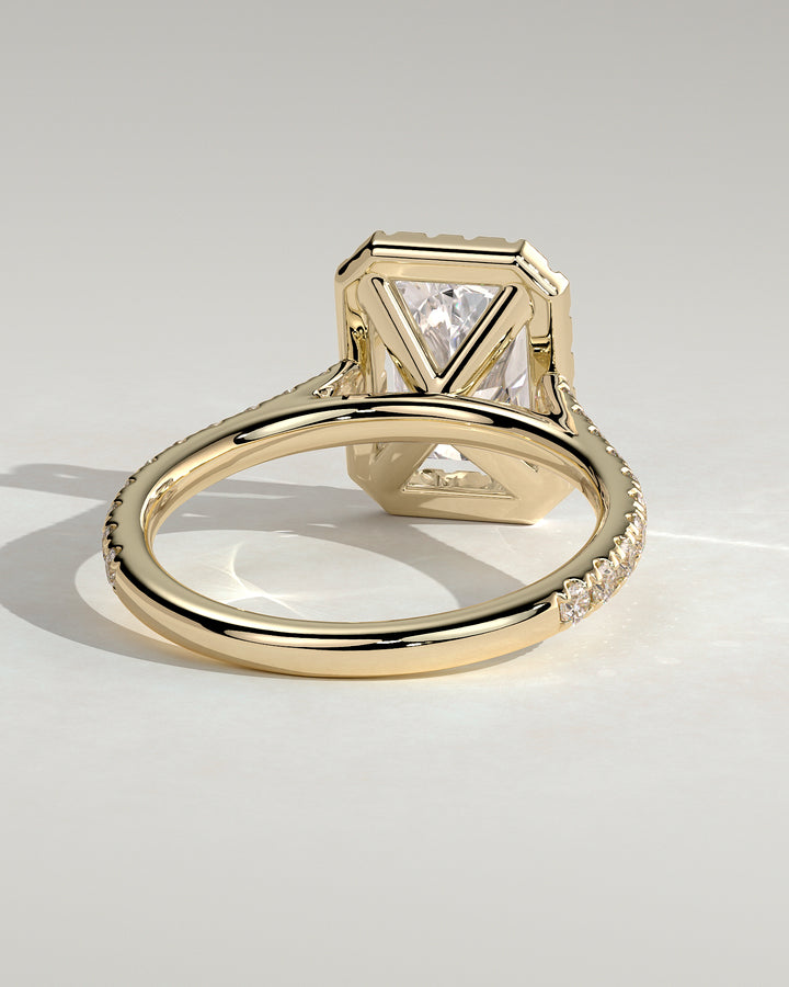 lab grown radiant halo engagement ring