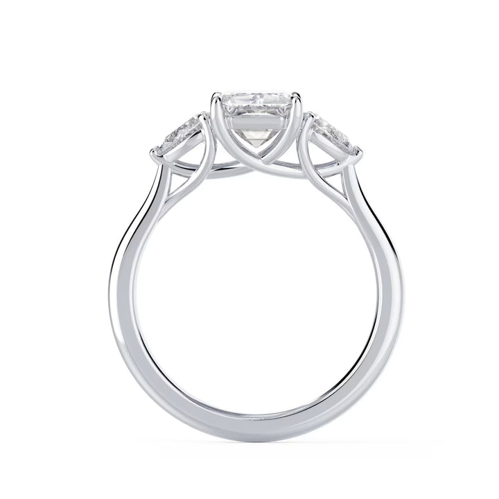 radiant cut three stone engagement ring with side stones E VS2