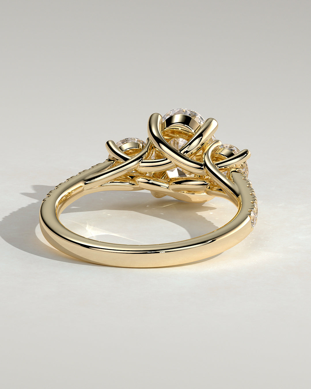 ring with a round side stone