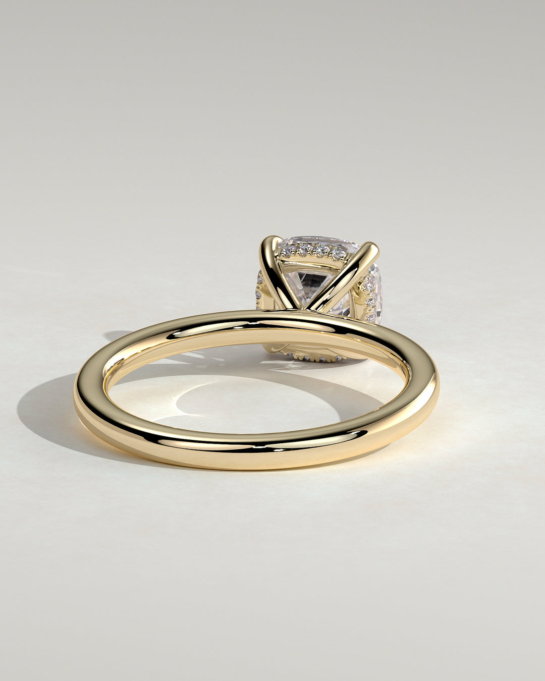 rose gold cushion cut hidden halo engagement ring