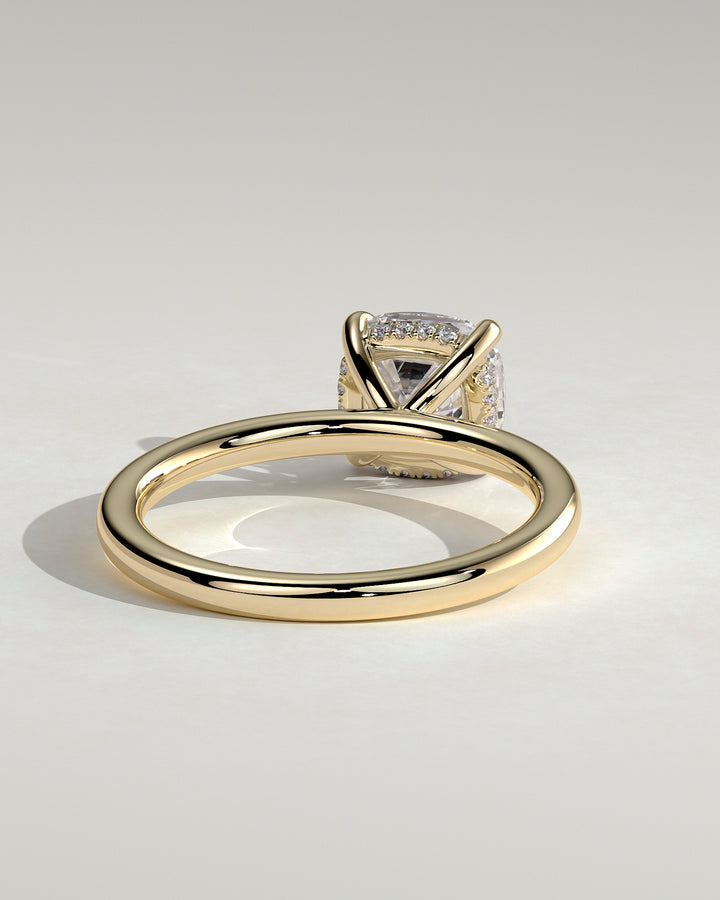 rose gold cushion cut hidden halo engagement ring