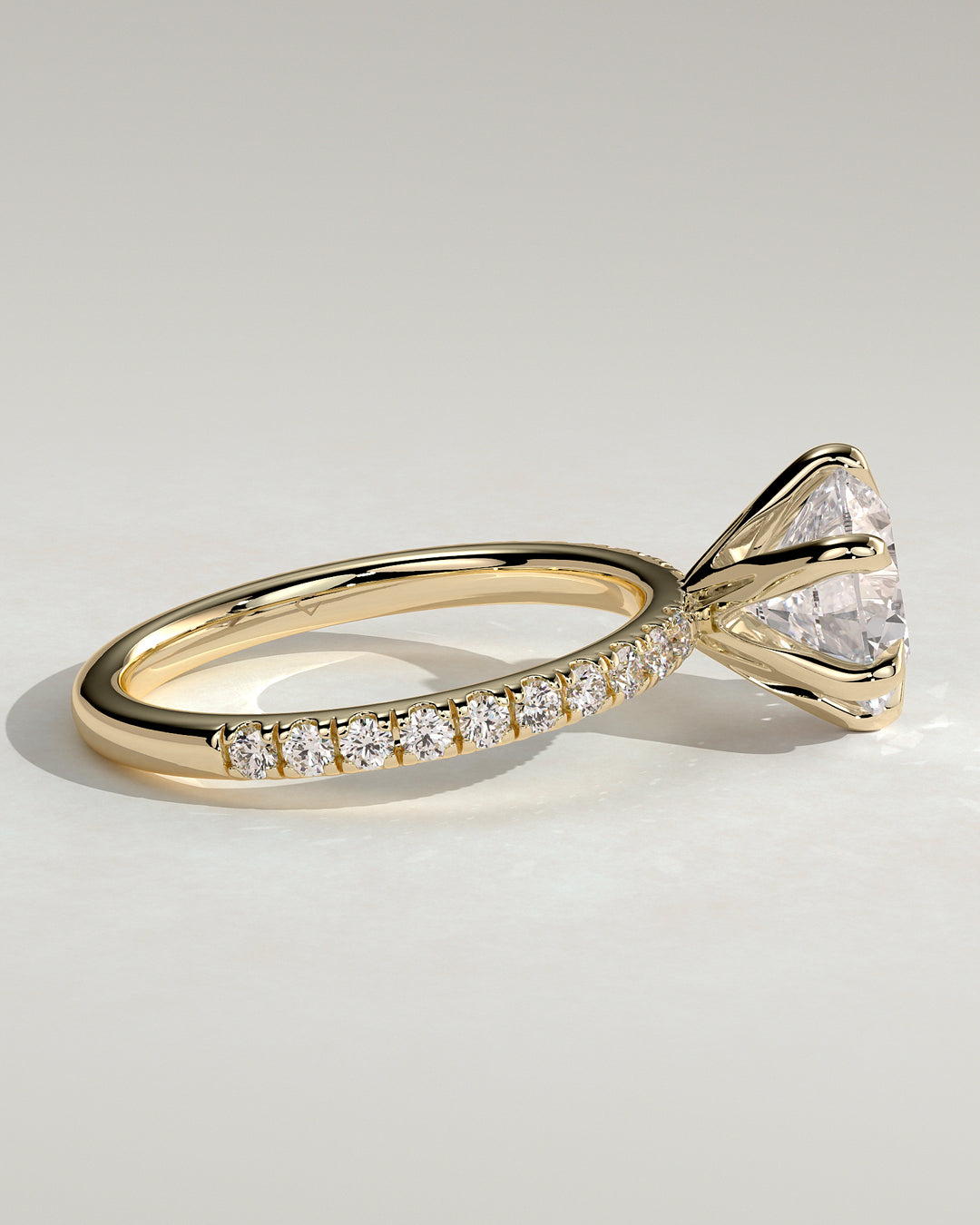 round diamond solitaire engagement ring pave