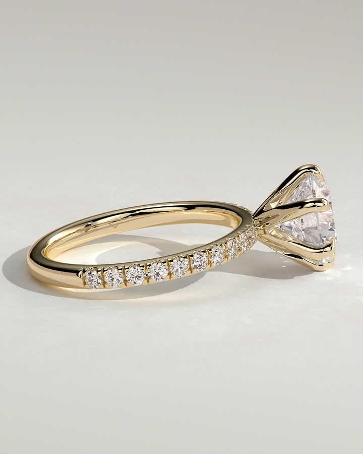 round diamond solitaire engagement ring pave