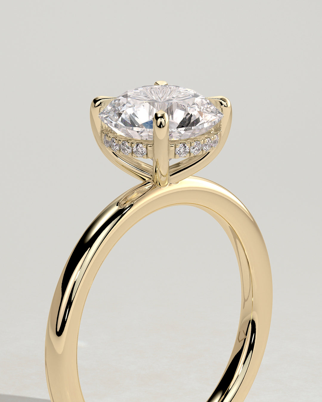 round cut diamond ring with hidden halo