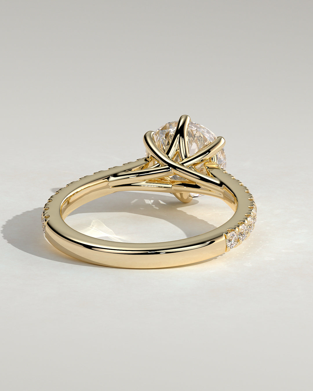 modern round pave engagement ring