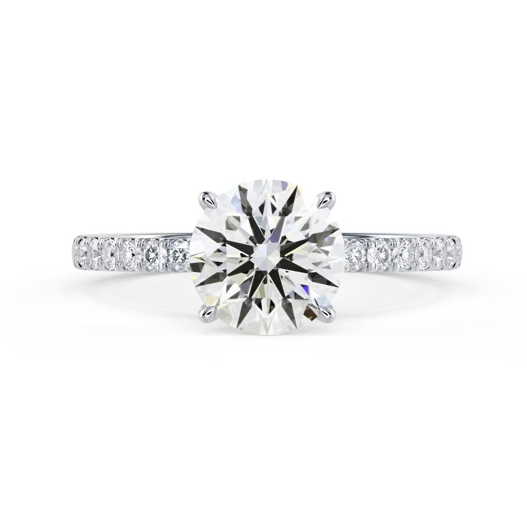 round lab grown diamond engagement ring pavé bandc
