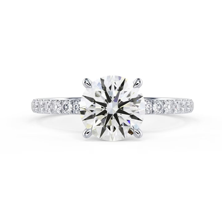 round cut lab grown diamond pave engagement ring 1.5 carat E VS1