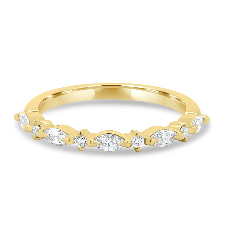 round marquise wedding band
