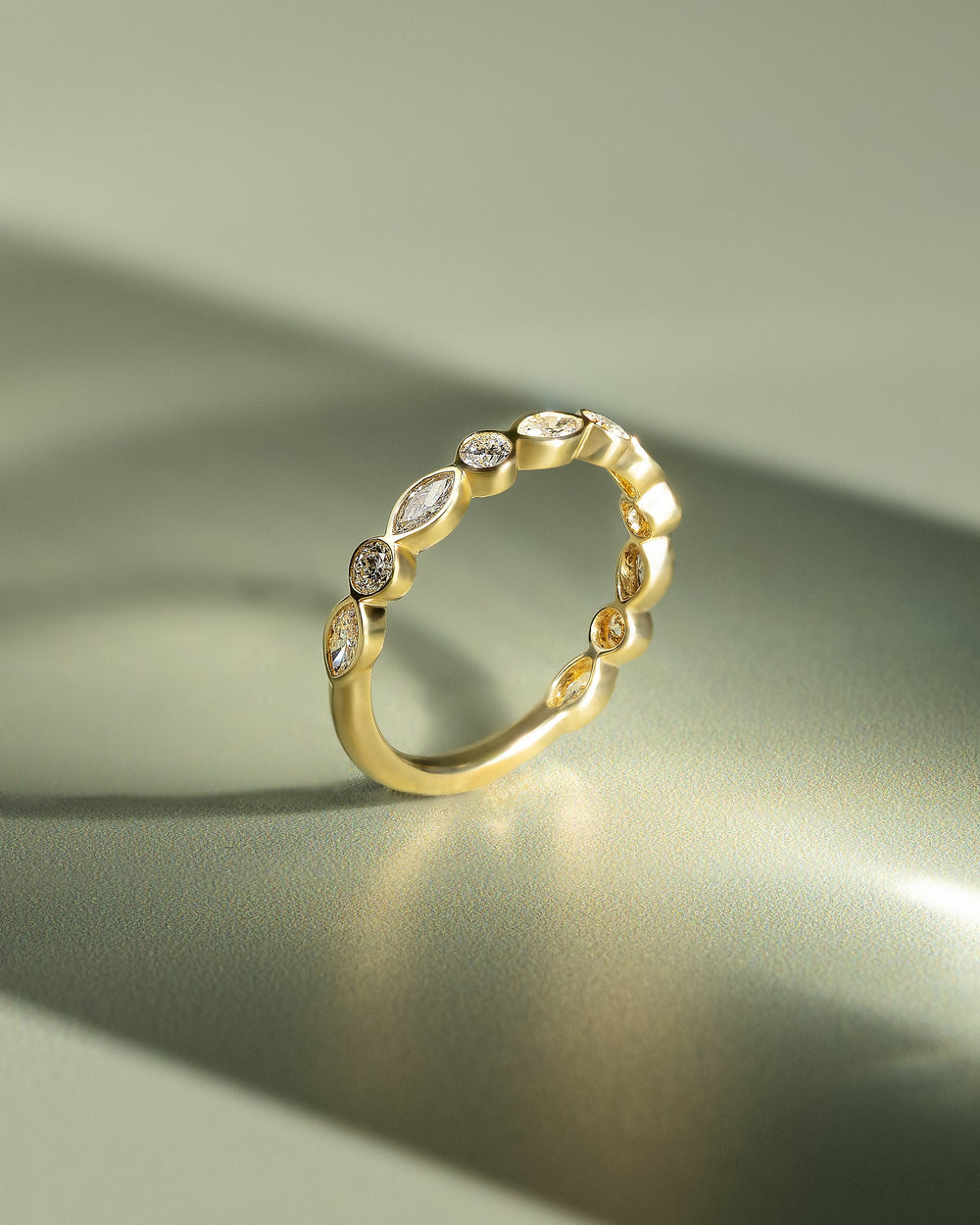 round marquise wedding band
