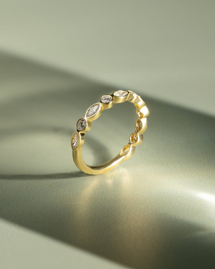 round marquise wedding band
