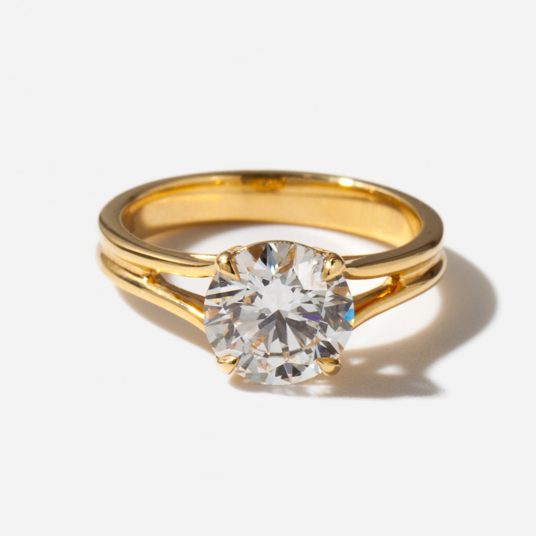 2 carat round lab grown diamond split shank engagement ring
