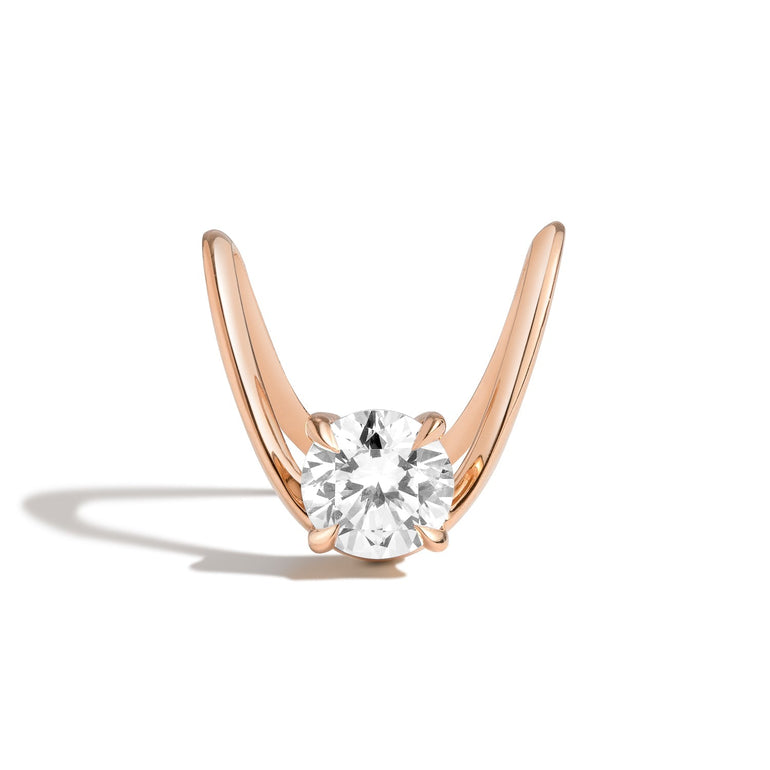 1.50ct Round F/VS1 CVD Diamond Curved Unique Engagement Ring