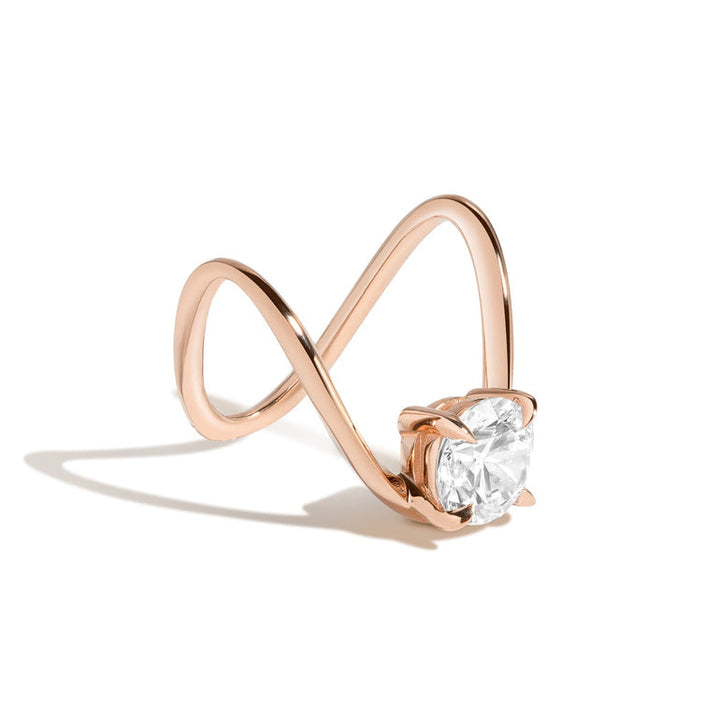1.50ct Round F/VS1 CVD Diamond Curved Unique Engagement Ring
