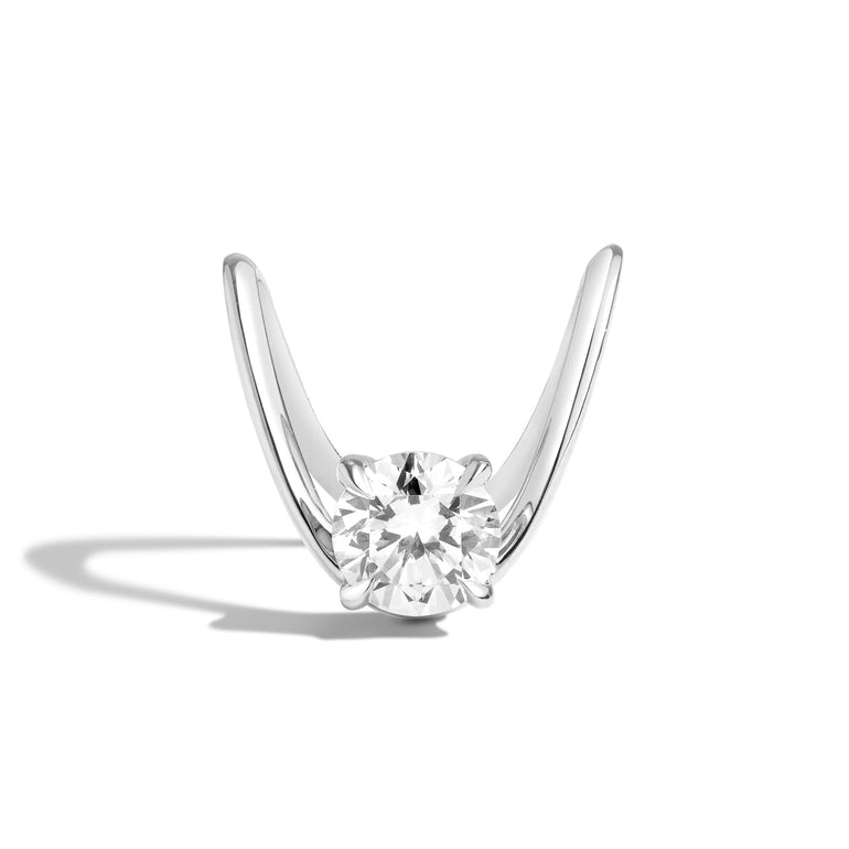1.50ct Round F/VS1 CVD Diamond Curved Unique Engagement Ring