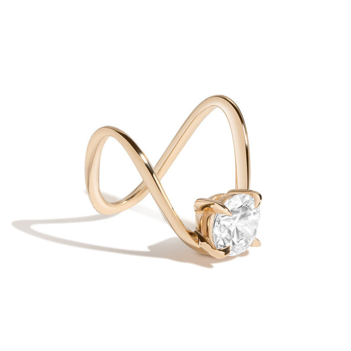 1.50ct Round F/VS1 CVD Diamond Curved Unique Engagement Ring