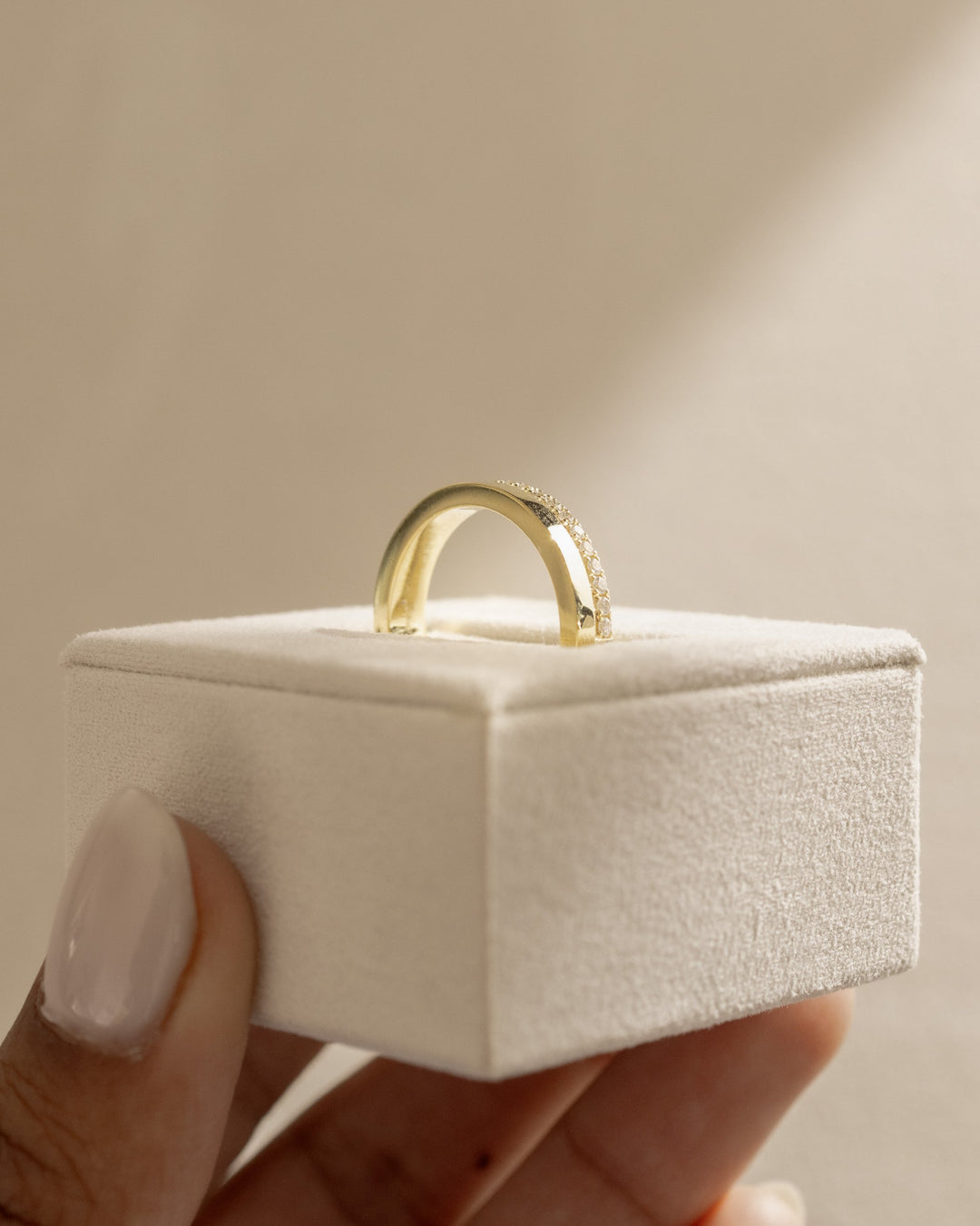 half pave diamond band