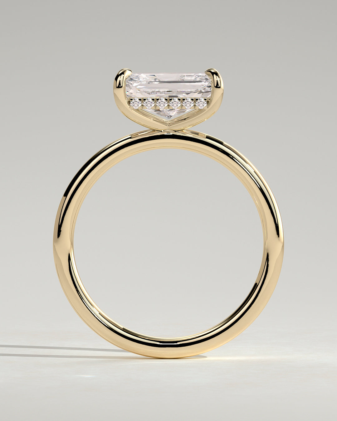 lab grown radiant hidden halo ring
