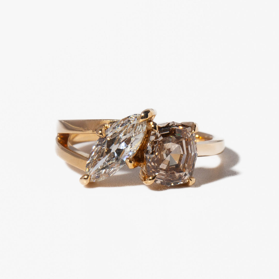 step cut marquise lab grown diamond antique engagement ring 1.5 carat CVD