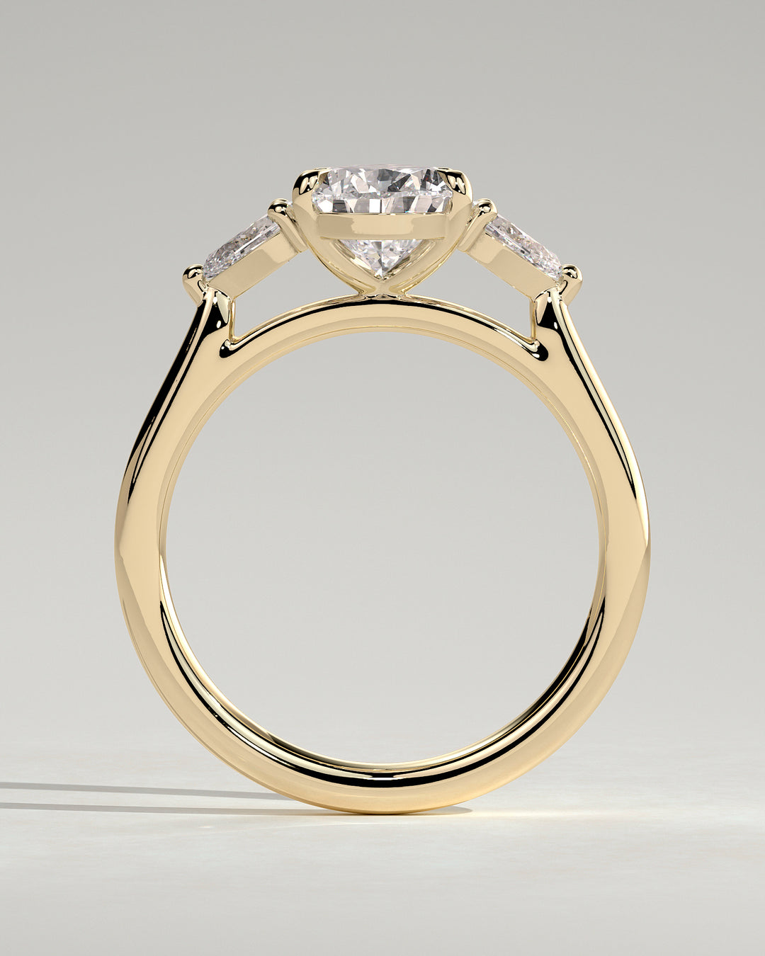 three stone pear diamond ring